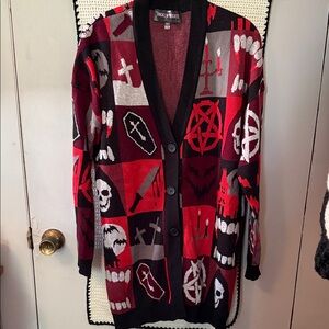 dollskill halloween Red and Black Sweater cardigan xs/s